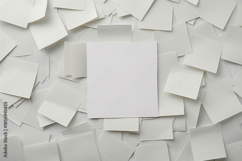 custom made wallpaper toronto digitalBlank square paper surrounded by many smaller blank notes on a flat surface in a workspace setting