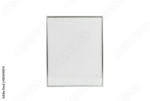 Minimalist thin silver rectangular frame mockup on white Trensprent  Background png