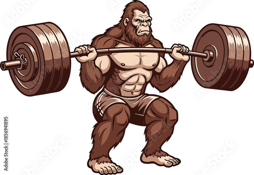 Gorilla Barbell Squat Strength Illustration