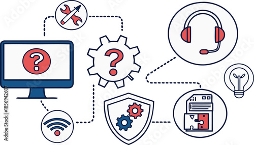 Technical support and troubleshooting concept diagram outline