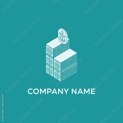 Simple White Shipping Container Logo Design.