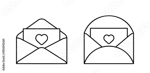 Valentine Heart Envelope Children's Coloring Pages and Templates.
Love Letter Envelope with Heart Outline Set.
Romantic Mail Envelope with Heart Symbol Clipart.