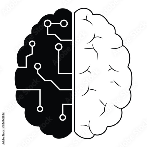 Human brain icon vector. AI brain icon symbol collection.  Artificial intelligence, technological chip. Vector illustration.