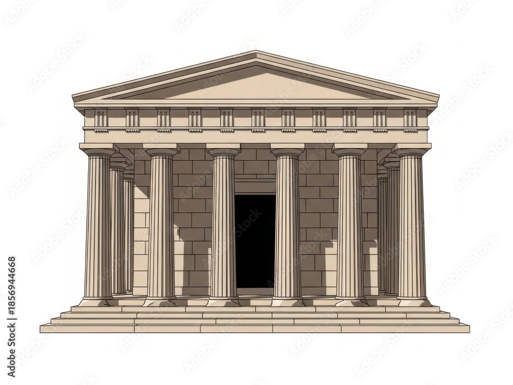 Obraz premium Ancient greek temple with columns and triangular roof