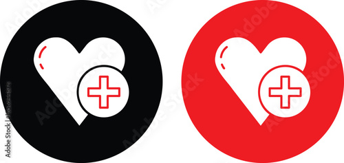 Health care icon set in different style vector. medicals cross sign illustration.