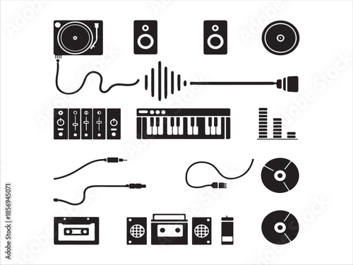 Collection of Music Equipment Icons for DJ Setup