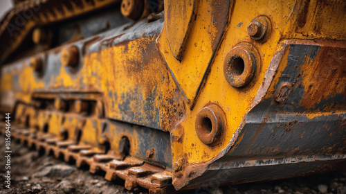 A yellow and rusty piece of machinery