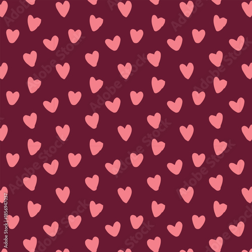 Cute doodle style hearts seamless pattern. Valentine's Day handwritten background. 