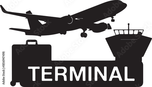 Airplane taking off from airport terminal