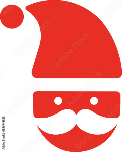 Santa Claus face icon in red on transparent background