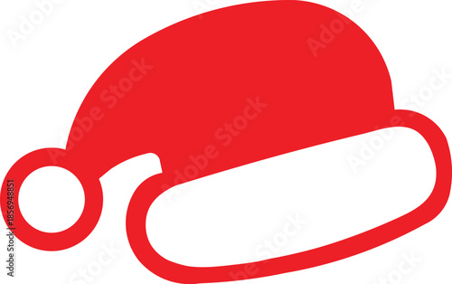 Red santa hat with white fur on transparent background