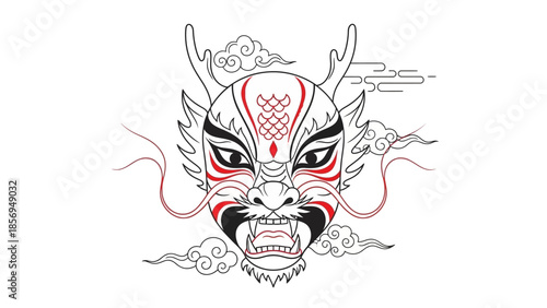 Kabuki theater dragon face mask