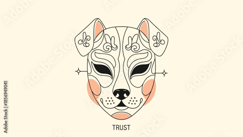 minimalist one line dog face mask concept