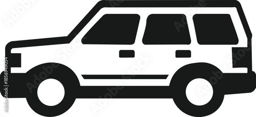  Simple black and white illustration of a classic station wagon vehicle
