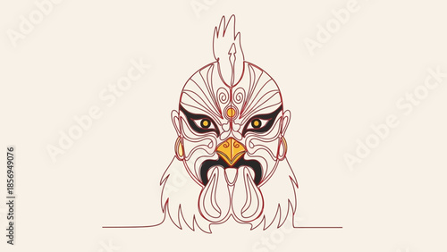 angry fantasy rooster head with tribal makeup