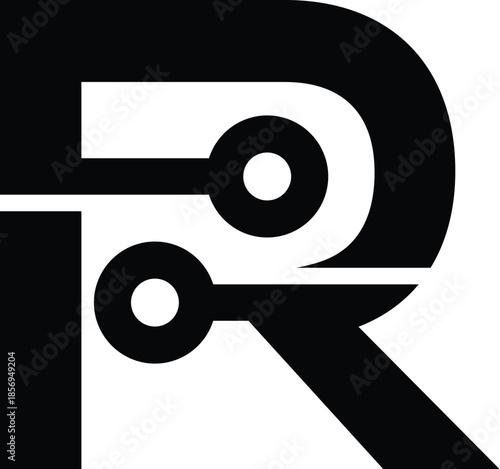 Letter R technology logo design