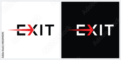 word mark text exit logo design, arrow graphic vector template