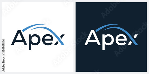 text apex logo design, arrow icon concept, business graphic vector template