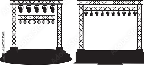 stage with spotlights and truss system for live performances and events  concert setup