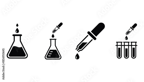 Laboratory glassware dropper science equipment flat vector icon illustration.