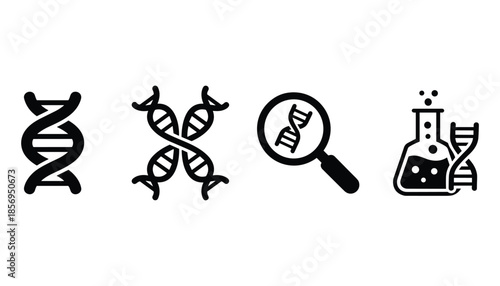 Dna structure molecule and magnifying glass science vector illustration.