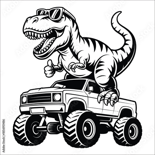 Cool T Rex Dinosaur Driving Monster Truck Keywords: dinosaur, t rex, tyrannosaurus rex, monster