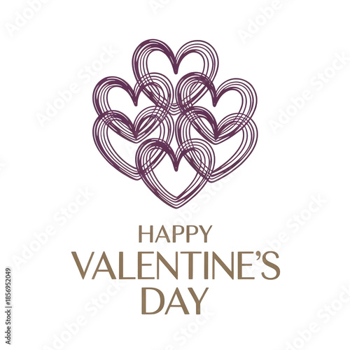 Minimalist Happy Valentine’s Day Greeting Card with Abstract Purple Heart Design