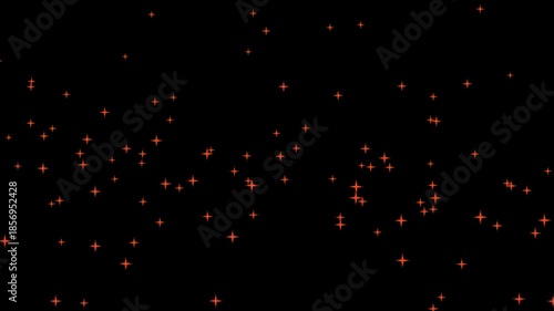 A minimalist depiction of a night sky filled with numerous small glowing orange plus shaped stars