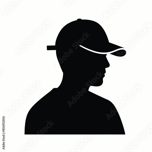 Silhouette of a person wearing a hat with glasses