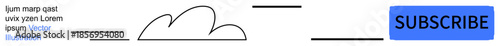 Website interface, call-to-action, subscription service, digital marketing, user experience, web design. Minimal cloud graphic with a bold Subscribe button. Call-to-action and subscription service