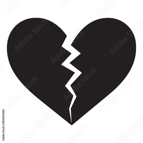Broken Heart Silhouette Icon