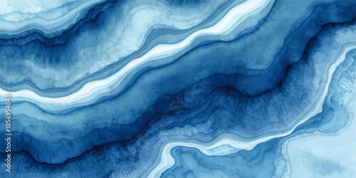 Abstract blue and white marble background. This image can be used for a variety of purposes,ocean currents or mountainous landscape with soft light and smooth brushstroke texture.