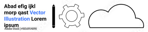 Pencil, gear, and cloud icons symbolize creativity, innovation, and cloud computing. Ideal for education, technology, productivity, planning teamwork problem-solving simple landing page