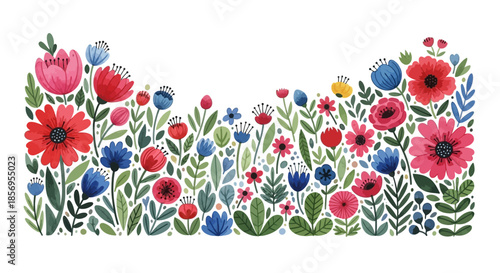 Colorful illustration of blooming flowers.