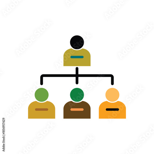 Business organization hierarchy chart icon showing team structure and management flow for corporate concepts