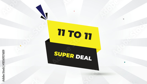 super deal 11 to 11 web banner editable eps format vector art illustration template design yellow black gray shapes bold font white gray gradient abstract illustration sunshine business background 4k
