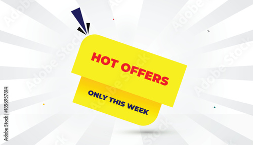hot offers only this week editable eps format web banner vector art illustration template design yellow orange red deep blue bold font white gray gradient abstract sun shine business background 4k