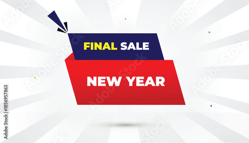 new year final sale editable eps format web banner vector art illustration template design deep blue red gradient shapes yellow bold font white gray gradient abstract illustration sunshine business ba