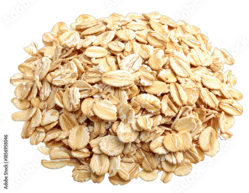 Close-up view of a pile of golden-brown rolled oats, ready for cooking and consumption