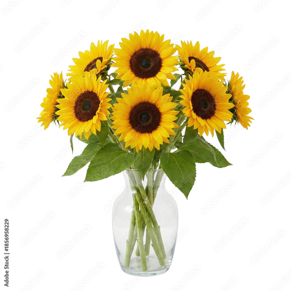 Obraz premium Single bright yellow sunflower in a decorative vase, bringing warmth and sunshine to any room. Perfect for interior design and summer concepts.