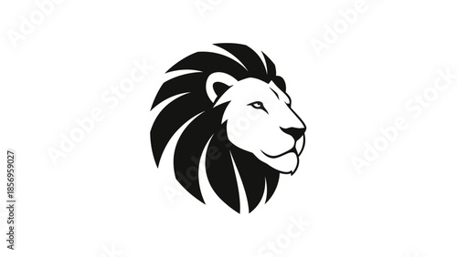 A geometric lion logo with a stylized mane and face in black and white on a plain background.