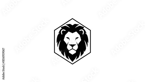Geometric lion logo with a stylized mane in a hexagonal shape on a clean white background.