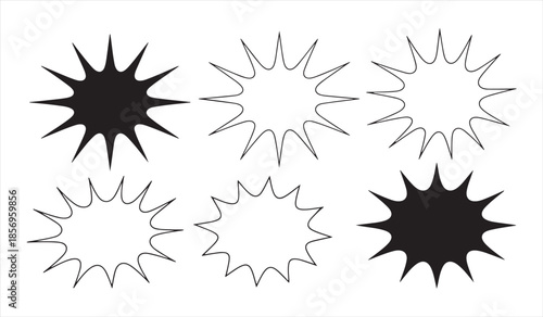 Vector collection of bang and boom comic bubbles in starburst designs