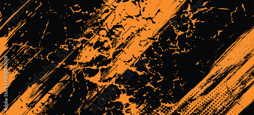 orange black brush pattern wrap car sticker banner abstract sporty lines black orange grunge brush color combination. eps10 vector.