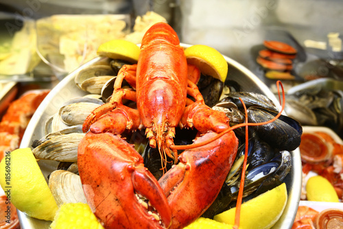 red fresh lobster as sea food