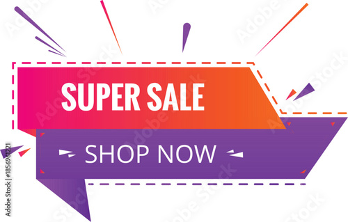 Vibrant gradient banner design advertising, a special super sale event encouraging immediate customer purchases today