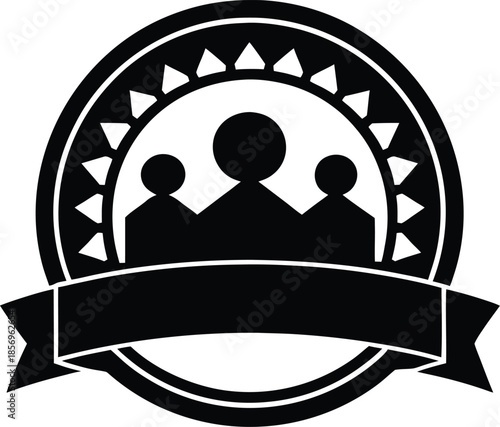 Community harmony emblem silhouette vector art illustration and minimal black and white design