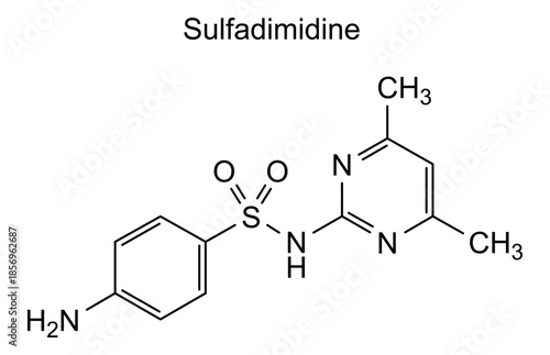 Sulfadimidine, chemical structure of sulfadimidine, drug substance