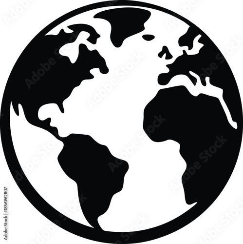 Diversity globe icon silhouette vector art illustration and minimal black and white design
