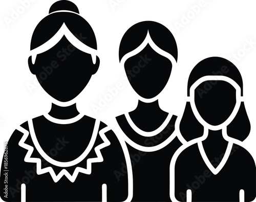 Ethnic diversity icons silhouette vector art illustration and minimal black and white design